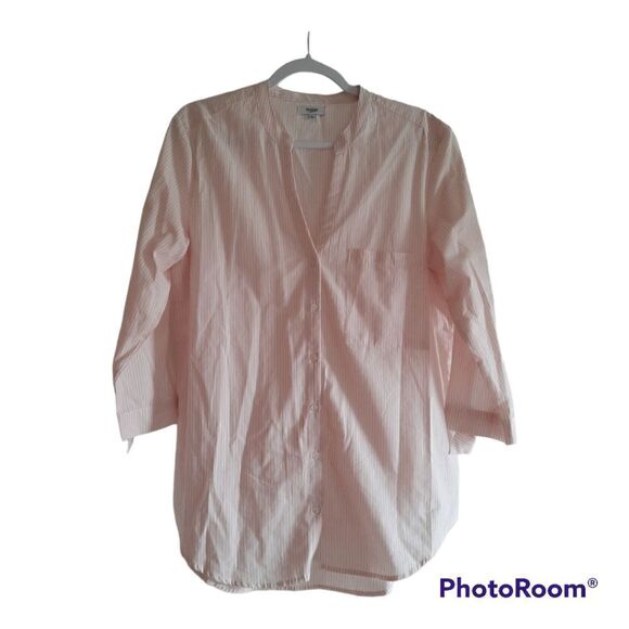 Kensie Jeans Striped Tie Sleeve Button Up Shirt - Picture 1 of 6